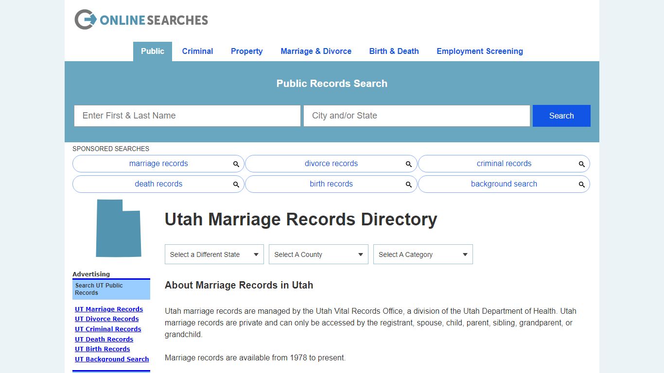 Utah Marriage Records Search Directory